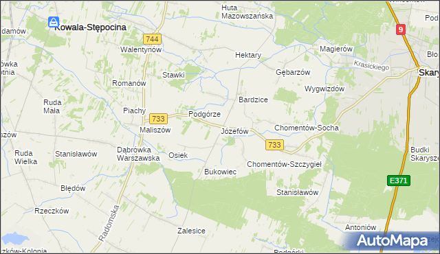 mapa Józefów gmina Kowala, Józefów gmina Kowala na mapie Targeo