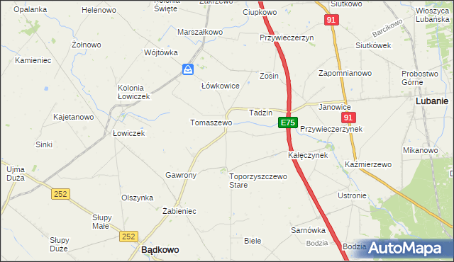 mapa Kalinowiec gmina Bądkowo, Kalinowiec gmina Bądkowo na mapie Targeo