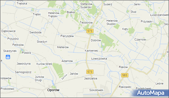 mapa Kamieniec gmina Szczawin Kościelny, Kamieniec gmina Szczawin Kościelny na mapie Targeo
