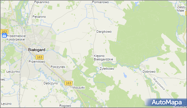 mapa Klępino Białogardzkie, Klępino Białogardzkie na mapie Targeo