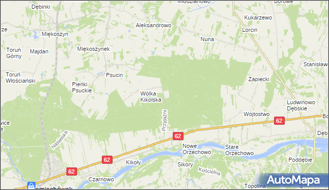 mapa Kolonia gmina Pomiechówek, Kolonia gmina Pomiechówek na mapie Targeo