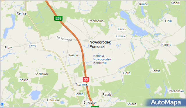 mapa Kolonia Nowogródek Pomorski, Kolonia Nowogródek Pomorski na mapie Targeo