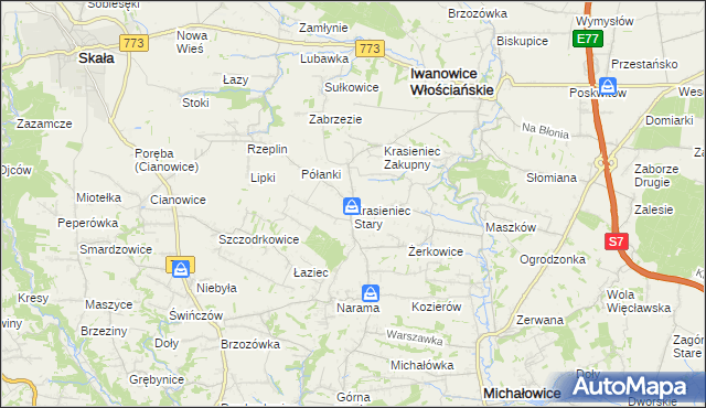 mapa Krasieniec Stary, Krasieniec Stary na mapie Targeo