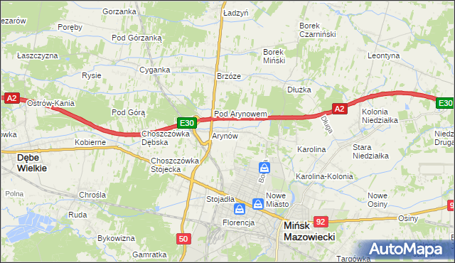 mapa Królewiec gmina Mińsk Mazowiecki, Królewiec gmina Mińsk Mazowiecki na mapie Targeo