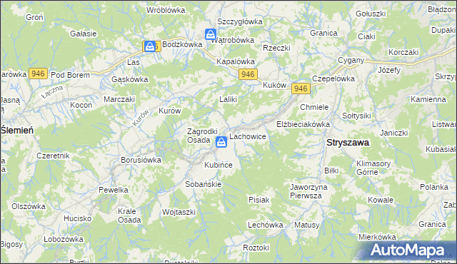 mapa Lachowice, Lachowice na mapie Targeo
