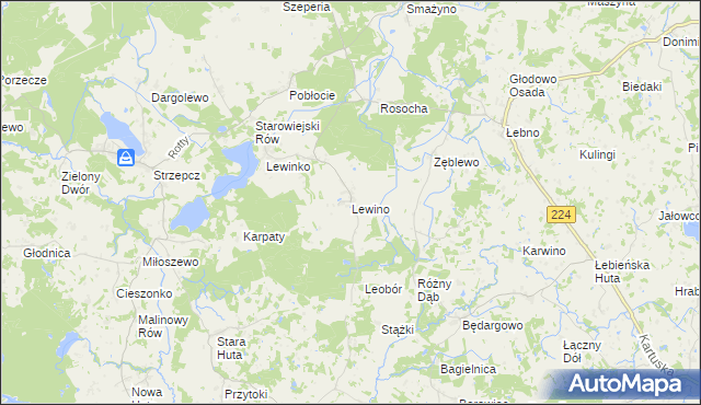 mapa Lewino, Lewino na mapie Targeo