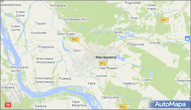 mapa Maciejowice powiat garwoliński, Maciejowice powiat garwoliński na mapie Targeo