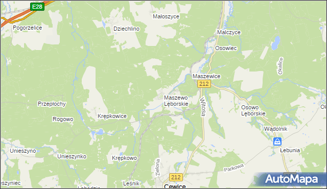 mapa Maszewo Lęborskie, Maszewo Lęborskie na mapie Targeo