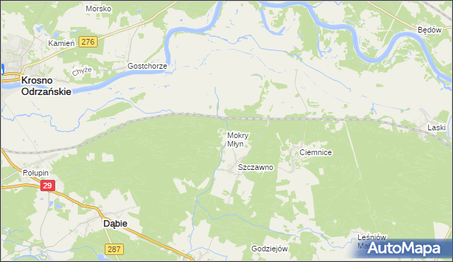 mapa Mokry Młyn, Mokry Młyn na mapie Targeo