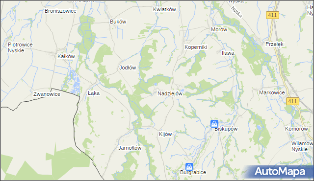 mapa Nadziejów gmina Otmuchów, Nadziejów gmina Otmuchów na mapie Targeo