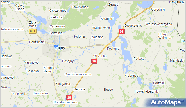 mapa Olszanka gmina Sejny, Olszanka gmina Sejny na mapie Targeo