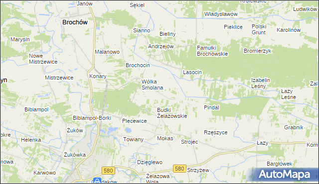 mapa Olszowiec gmina Brochów, Olszowiec gmina Brochów na mapie Targeo