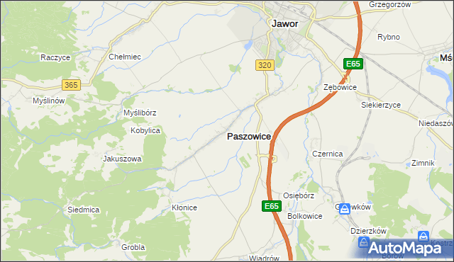 mapa Paszowice, Paszowice na mapie Targeo