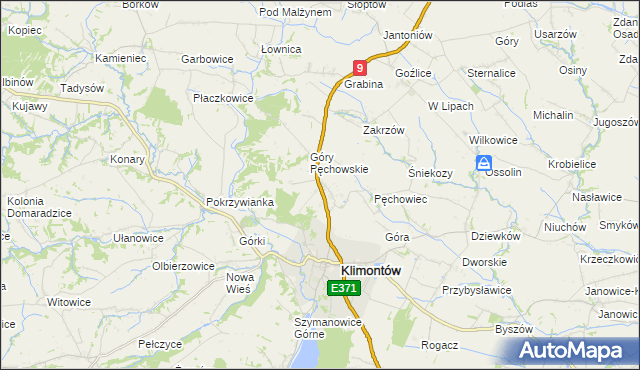 mapa Pęchów, Pęchów na mapie Targeo