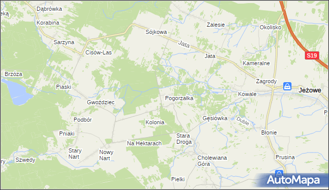 mapa Pogorzałka gmina Jeżowe, Pogorzałka gmina Jeżowe na mapie Targeo