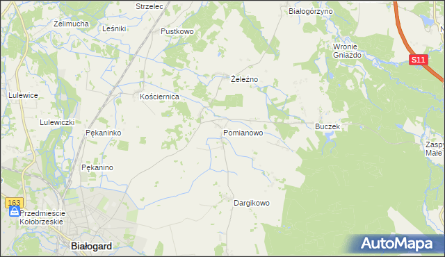 mapa Pomianowo gmina Białogard, Pomianowo gmina Białogard na mapie Targeo