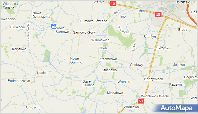 mapa Przemkowo gmina Dzierzążnia, Przemkowo gmina Dzierzążnia na mapie Targeo