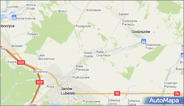 mapa Rataj Poduchowny, Rataj Poduchowny na mapie Targeo