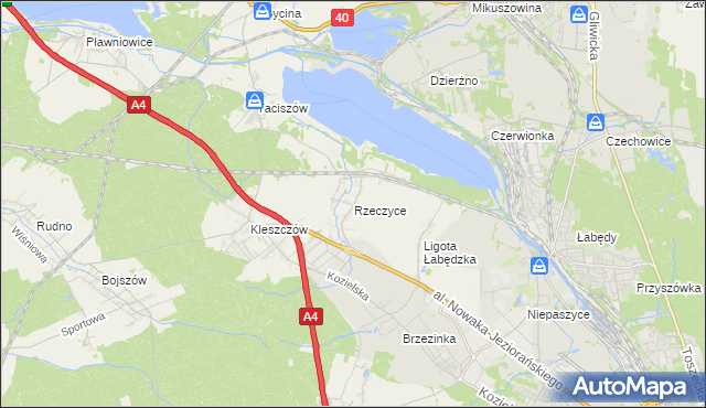 mapa Rzeczyce gmina Rudziniec, Rzeczyce gmina Rudziniec na mapie Targeo