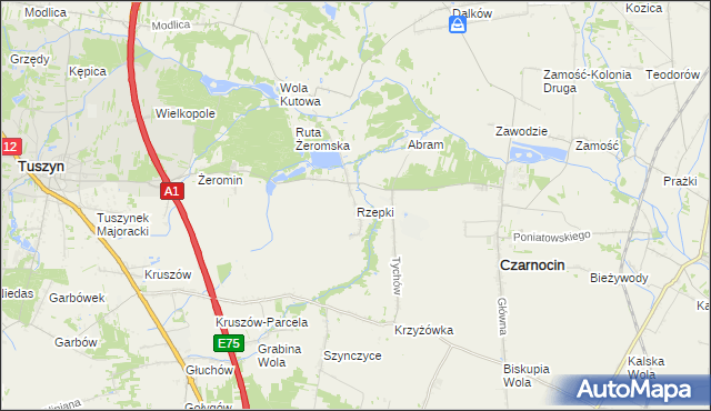 mapa Rzepki gmina Czarnocin, Rzepki gmina Czarnocin na mapie Targeo