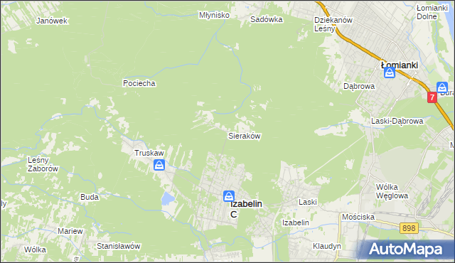 mapa Sieraków gmina Izabelin, Sieraków gmina Izabelin na mapie Targeo