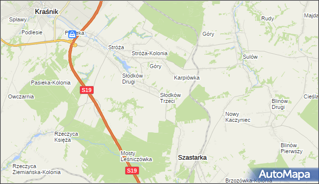 mapa Słodków Trzeci, Słodków Trzeci na mapie Targeo