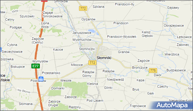 mapa Słomniki, Słomniki na mapie Targeo