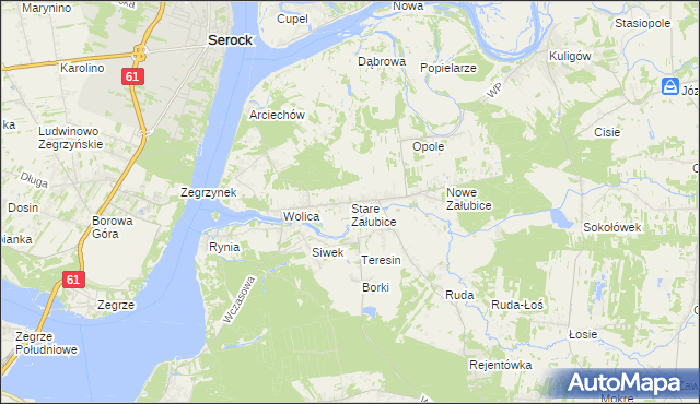 mapa Stare Załubice, Stare Załubice na mapie Targeo