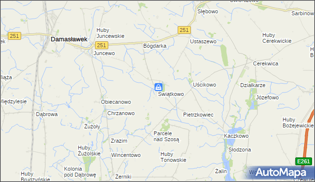 mapa Świątkowo gmina Janowiec Wielkopolski, Świątkowo gmina Janowiec Wielkopolski na mapie Targeo