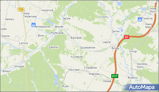 mapa Szczepanów gmina Sobków, Szczepanów gmina Sobków na mapie Targeo