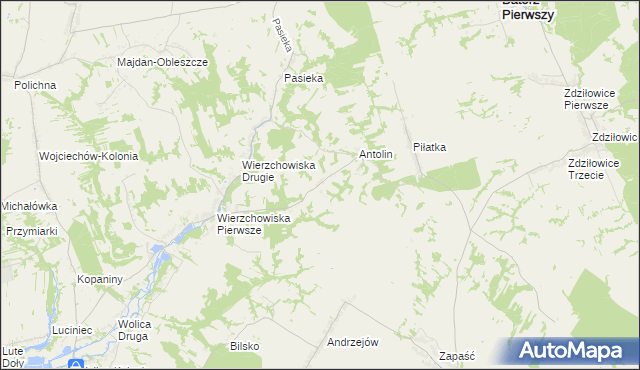 mapa Węgliska gmina Modliborzyce, Węgliska gmina Modliborzyce na mapie Targeo