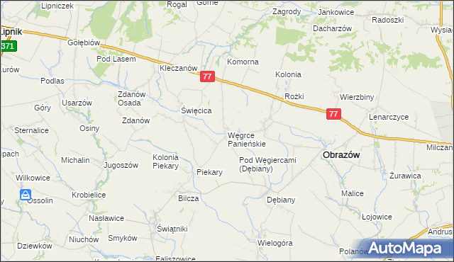 mapa Węgrce Panieńskie, Węgrce Panieńskie na mapie Targeo