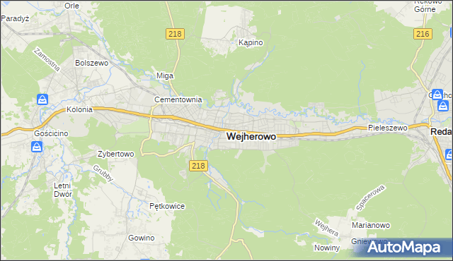 mapa Wejherowo, Wejherowo na mapie Targeo