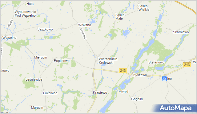 mapa Wierzchucin Królewski, Wierzchucin Królewski na mapie Targeo