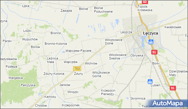 mapa Wilczkowice nad Szosą, Wilczkowice nad Szosą na mapie Targeo