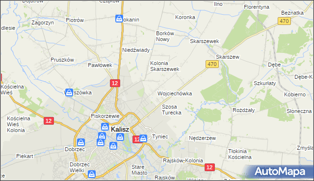 mapa Wojciechówka gmina Żelazków, Wojciechówka gmina Żelazków na mapie Targeo