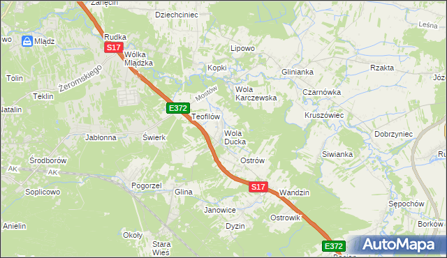 mapa Wola Ducka, Wola Ducka na mapie Targeo