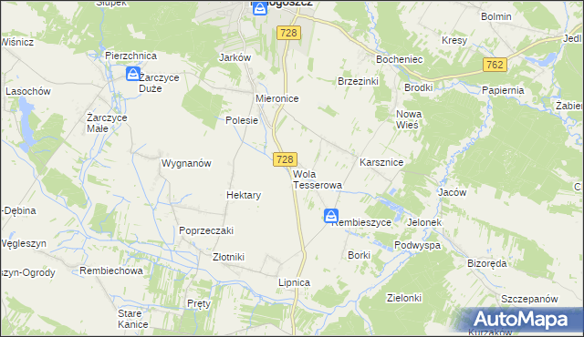 mapa Wola Tesserowa, Wola Tesserowa na mapie Targeo