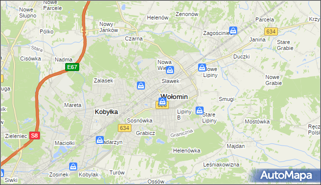 mapa Wołomin, Wołomin na mapie Targeo