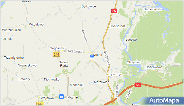 mapa Wtelno, Wtelno na mapie Targeo