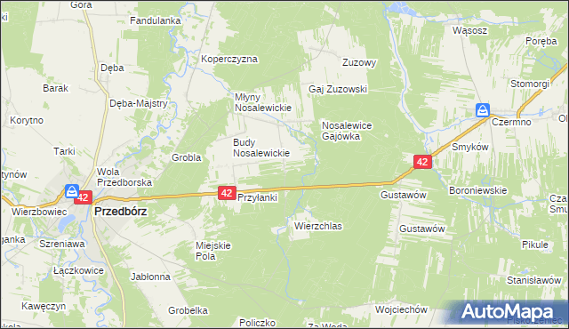 mapa Wygwizdów gmina Przedbórz, Wygwizdów gmina Przedbórz na mapie Targeo