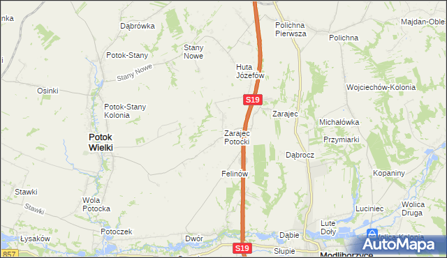 mapa Zarajec Potocki, Zarajec Potocki na mapie Targeo