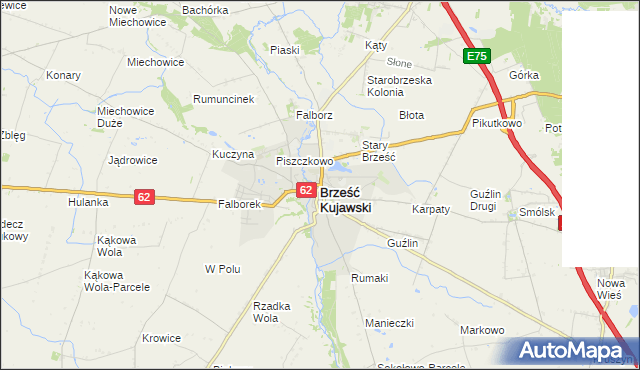 mapa Brześć Kujawski, Brześć Kujawski na mapie Targeo