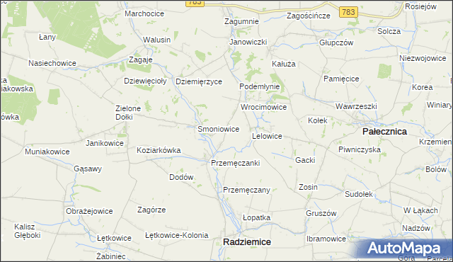 mapa Kaczowice gmina Radziemice, Kaczowice gmina Radziemice na mapie Targeo