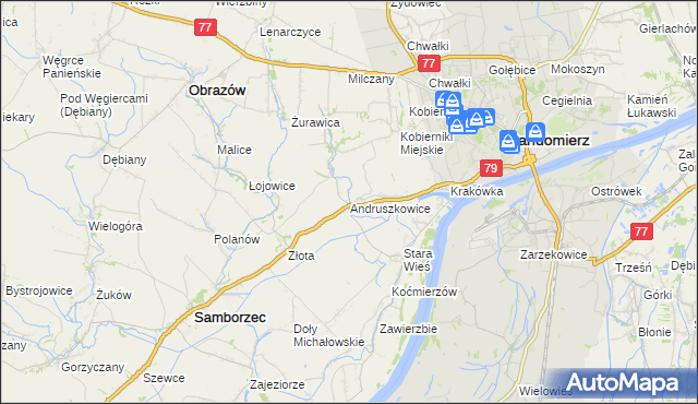 mapa Andruszkowice, Andruszkowice na mapie Targeo