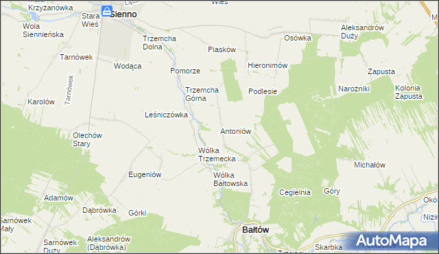 mapa Antoniów gmina Bałtów, Antoniów gmina Bałtów na mapie Targeo