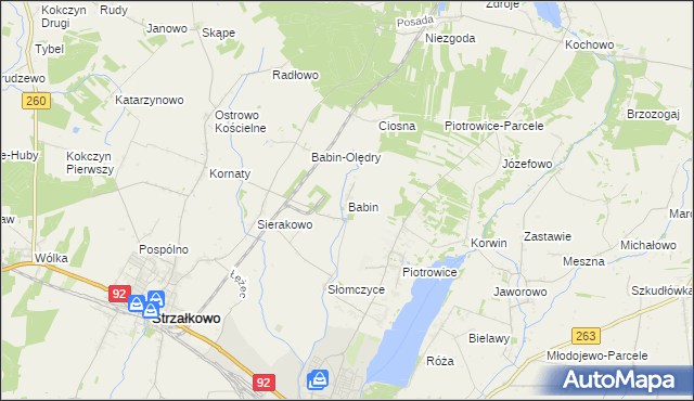 mapa Babin gmina Strzałkowo, Babin gmina Strzałkowo na mapie Targeo
