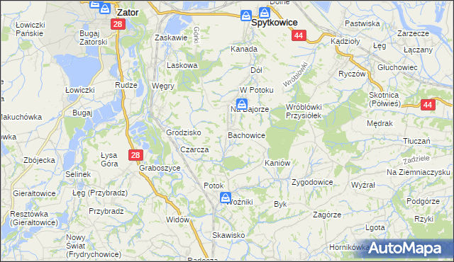 mapa Bachowice, Bachowice na mapie Targeo