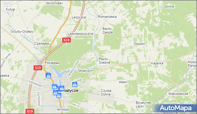 mapa Baciki Średnie, Baciki Średnie na mapie Targeo