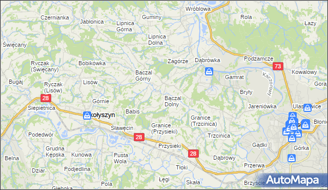 mapa Bączal Dolny, Bączal Dolny na mapie Targeo